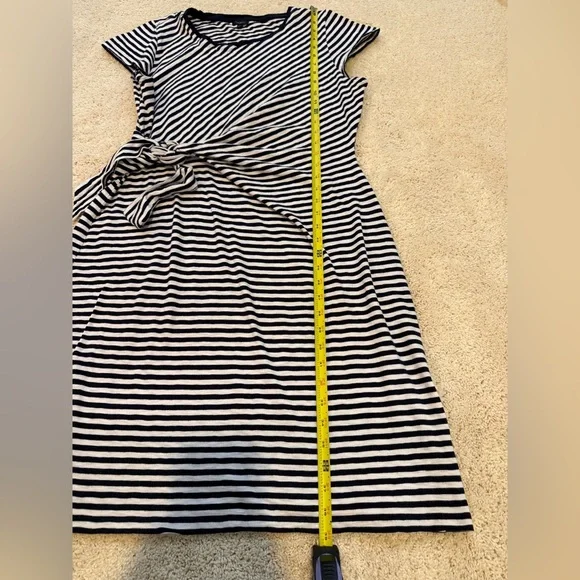 Talbots Classic Striped Black and Navy Cotton Pullover Dress - Picture 6 of 8